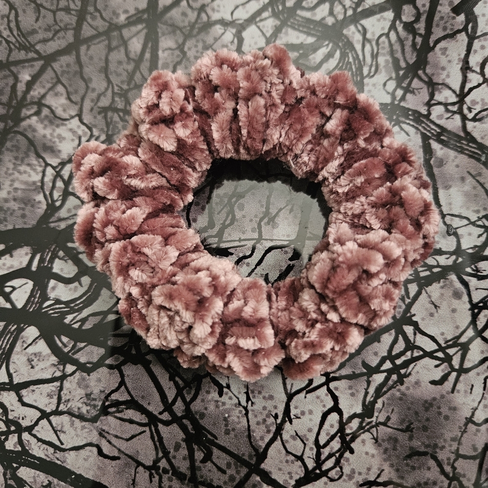 Crochet Brown Velvet Scrunchie